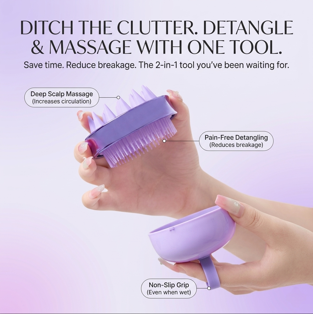 Double-sided Hair Care Comb for Wet or Dry Usages